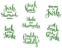Vector Set With Hand Written Phrases For St. Patricks Day