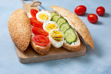 Wall Mural - sandwich with vegetables, egg