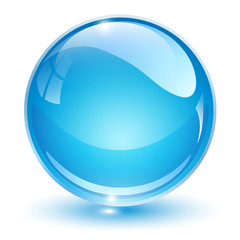 Aufkleber - Glass sphere, blue 3D vector ball.