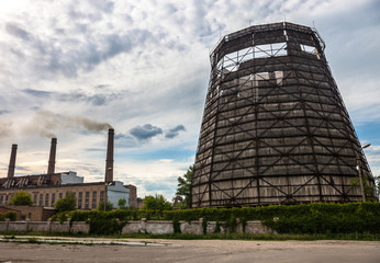 Old cooling tower of the cogeneration plant in Kyiv, Ukraine