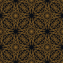 Vector Seamless Gold Pattern With Art Ornament. Vintage Elements For Design In Victorian Style