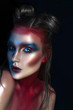 © dashamuller - Beauty close-up portrait of beautiful woman model face with magic creative fashion multicolored make-up. Face painting, cosmetics, beauty and makeup.