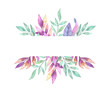 Hand drawn watercolor illustration. Frame with Spring leaves. Floral design elements.  Perfect for invitations, greeting cards, blogs, posters and more