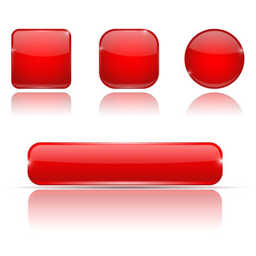 Set of red buttons. Web shiny 3d icons