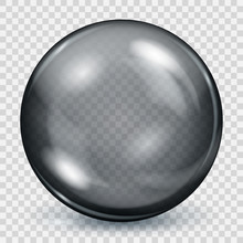 Transparent Black Sphere With Shadow. Transparency Only In Vector File