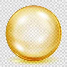 Transparent Yellow Sphere With Shadow. Transparency Only In Vector File