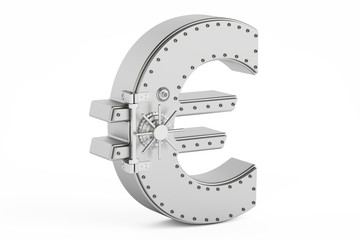 Poster - safe box in shape of sign euro, 3d rendering