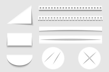 Poster - Set of paper element with shadows on gray background.