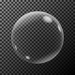 Vector transparent soap bubble on a dark background.