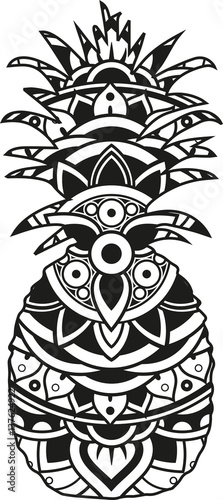 Download Vector illustration of a mandala pineapple silhouette - kaufen Sie diese Vektorgrafik und finden ...