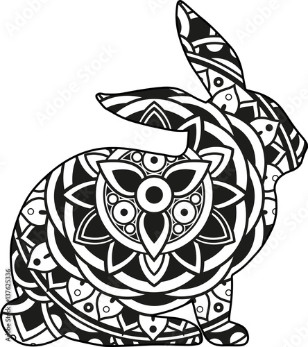 Download Vector illustration of a mandala rabbit silhouette ...