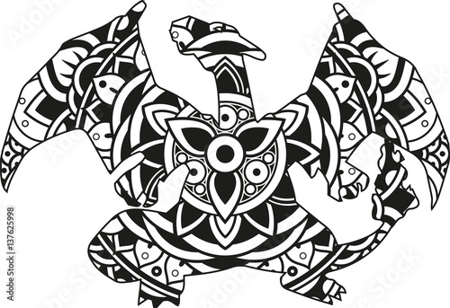 Download Vector illustration of a mandala dragon silhouette ...