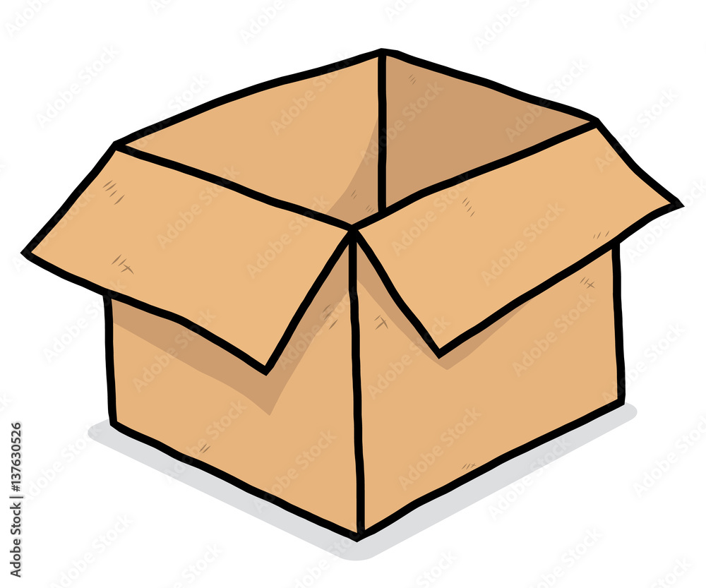 brown open box / cartoon vector and illustration, hand drawn style,  isolated on white background. Stock Vector | Adobe Stock, image size:1000x833