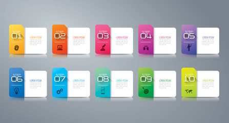 Aufkleber - Folder infographics design vector and business icons with 10 options.