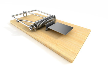 Wall Mural - mousetrap on white background. Isolated 3D image