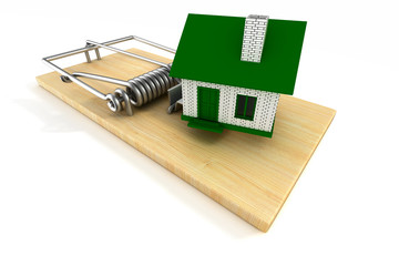 Wall Mural - house in mousetrap. Isolated 3D image