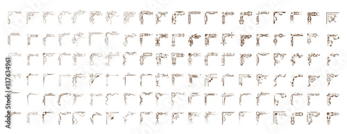 Fotografía Set of ornametal corners on white background