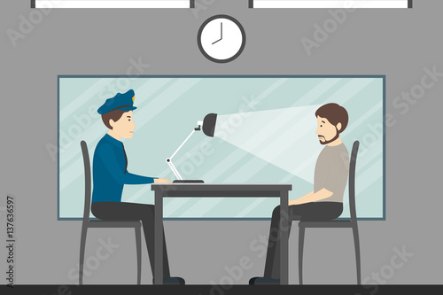 Interrogation Of The Guilty Man In The Police Station