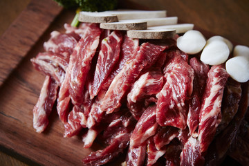 Raw beef strips 