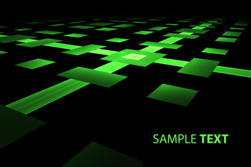 Poster - Abstract glowing green on black surface