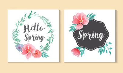  Spring cards set, watercolor