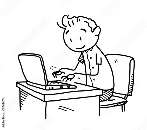 Browsing The Internet Doodle A Hand Drawn Vector Doodle Illustration Of A Stick Figure Surfing The Web Using His Laptop Stock Vector Adobe Stock