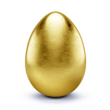 Golden Egg Isolated On White - 3d Render