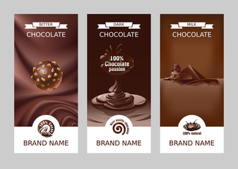 Set realistic vector vertical chocolate banners