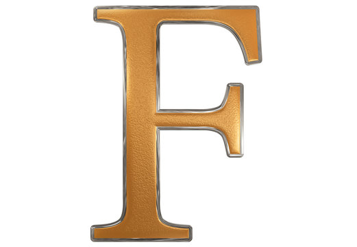 Uppercase letter F, isolated on white, 3D illustration
