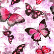 © zzorik - Flowers, butterflies, hand written text note. Watercolor. Seamless pattern