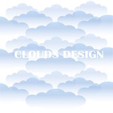 Fototapeta Do pokoju - Clouds design background, blue gradient clouds on white, stock vector illustration