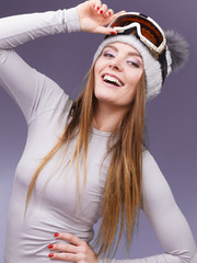 Wall Mural - woman in thermal underwear ski googles