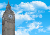 Fototapeta Big Ben - Postcard with Big Ben closeup, and a beautiful sky