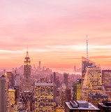 Fototapeta  - View of New York Manhattan during sunset hours