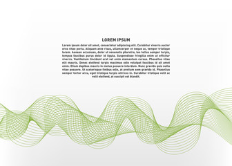 Leinwandbilder - Abstract vector illustration with green waves on white background. Futuristic background with lines in waveform. Temlate with tex
