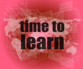 Poster - illustration of touch screen with time to learn words