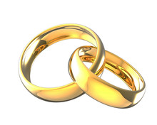3d Illustration Linked Gold Wedding Rings