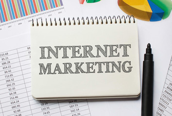 Poster - notebook with toolls and notes about internet marketing