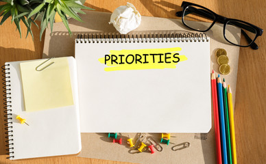 Poster - notebook with toolls and notes about priorities