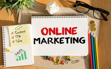 Poster - Notebook with Toolls and Notes about Online Marketing