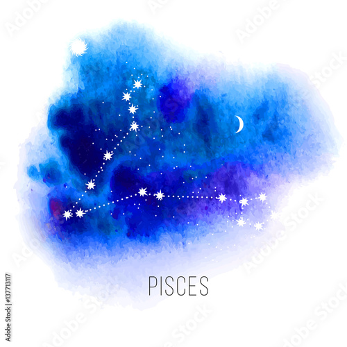 Fotografía Astrology sign Pisces on watercolor background