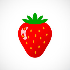 Sticker - Red glossy strawberry vector icon