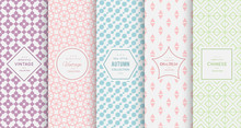 Pastel Retro Different Vector Seamless Patterns