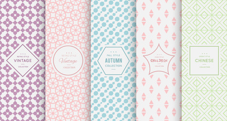 Wall Mural - pastel retro different vector seamless patterns