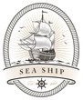 vintage sea ship emblem