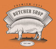 Butcher shop vintage color logo. (raster version)