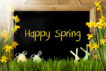 Wall Mural - Sunny Narcissus, Easter Egg, Bunny, Text Happy Spring