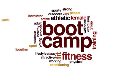 Sticker - Boot camp animated word cloud, text design animation.