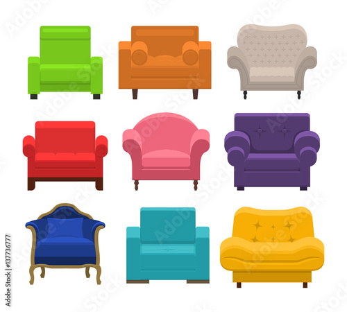 Set Of Diffe Armchairs Collection Types Seating In Flat Style Set Of Diffe Armchairs Collection Types Seating In Flat Style Beautiful Design Elements