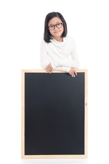 Wall Mural - Asian girl with blackboard